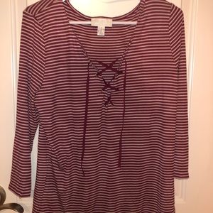 Red and cream stripped long sleeve 🍒